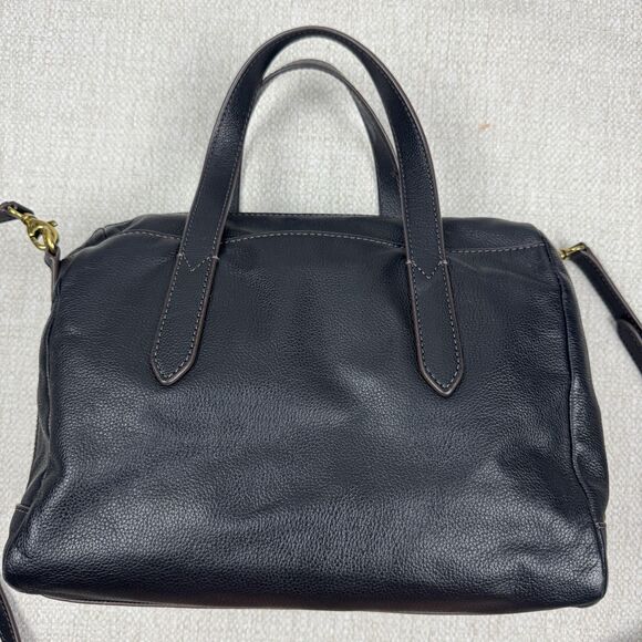 Fossil Sydney Satchel Black Leather Crossbody Bag Medium Handbag - Picture 3 of 16